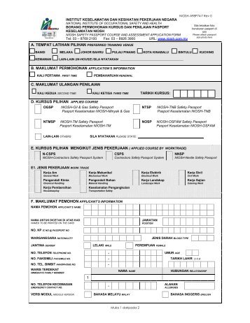 NIOSH-A98P74-T Rev 0 Borang