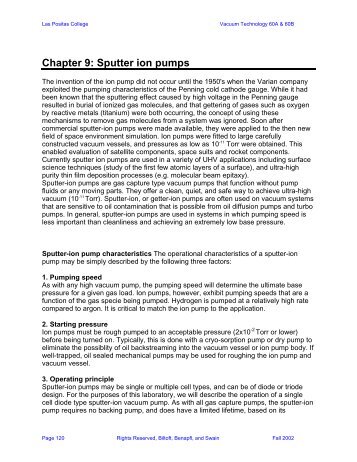 Chapter 9: Sputter ion pumps - Las Positas College