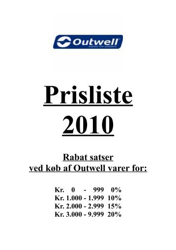 Rabat satser ved køb af Outwell varer for: