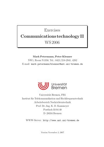 Exercises Communications technology II WS 2006 - UniversitÃ¤t ...