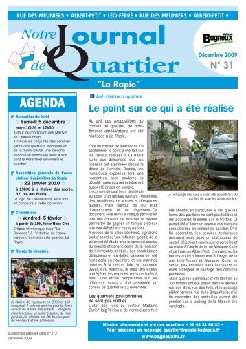Journal de quartier La Rapie [3] nÂ° 31 - dÃ©cembre 2009 - Bagneux