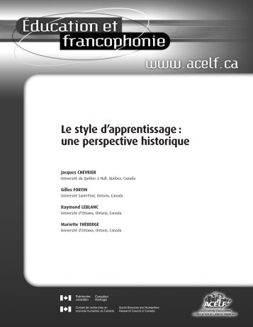 Le style d'apprentissage: une perspective historique ... - acelf