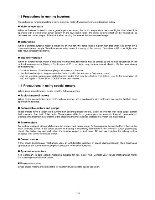 EQ7 Series Instruction Manual - TECO-Westinghouse Motor Company