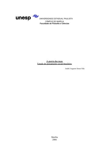 A guerra das raças - Faculdade de Filosofia e Ciências - Unesp