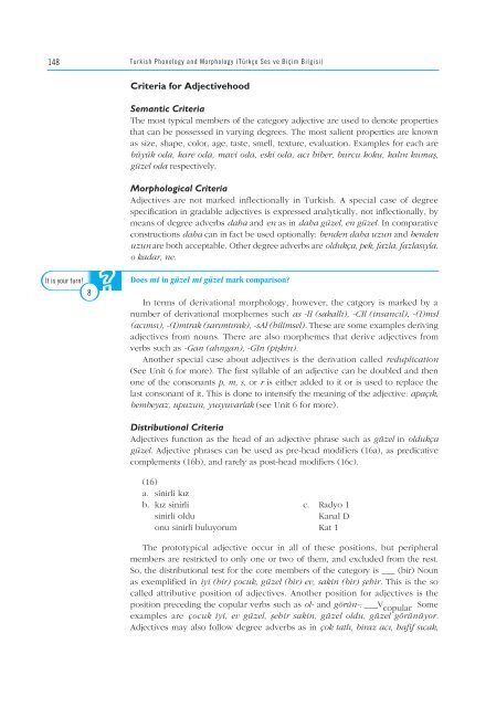 turkish phonology and morphology (türkçe ses ve b‹ç‹mb‹lg‹s‹)