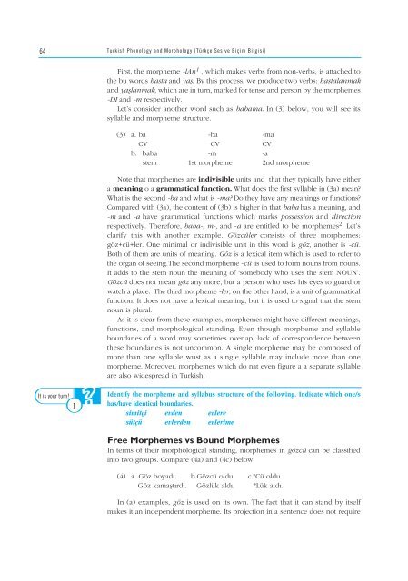 turkish phonology and morphology (türkçe ses ve b‹ç‹mb‹lg‹s‹)