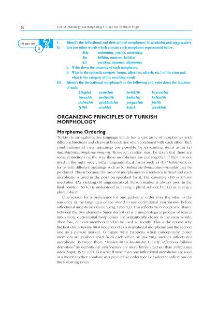 turkish phonology and morphology (türkçe ses ve b‹ç‹mb‹lg‹s‹)