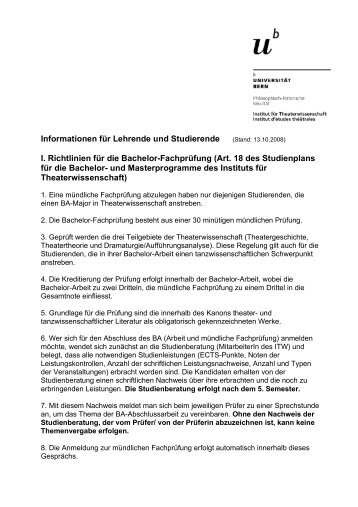 MB Fachprüfung BA - Institut für Theaterwissenschaft