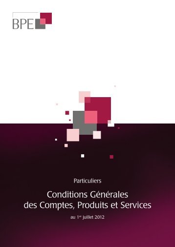 Conditions GÃ©nÃ©rales des Comptes, Produits et Services - BPE