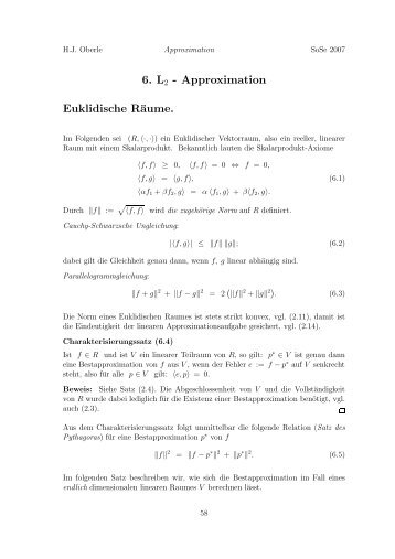 6. L2 - Approximation Euklidische Räume.