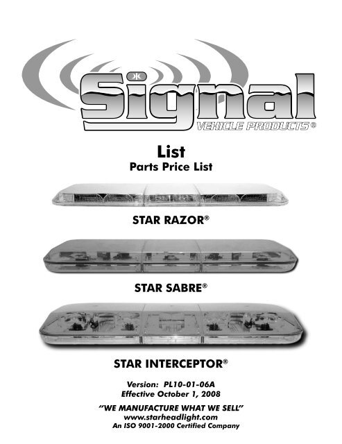 STAR WARNING 9200S-A - Strobe Mini-Bar Accessories