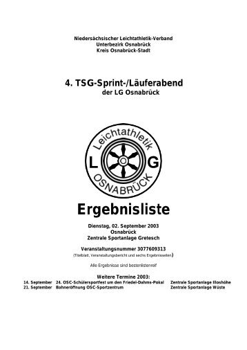 Ergebnisliste - LG Osnabrück