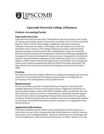 Lipscomb University College of Business - CBFA