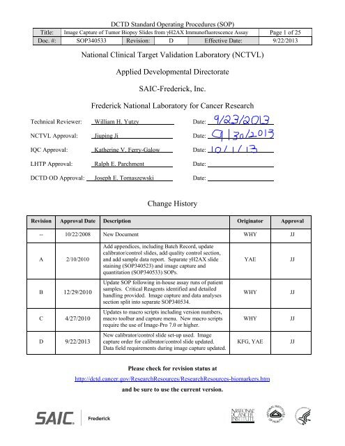 Image Capture - NCI Division of Cancer Treatment and Diagnosis ...