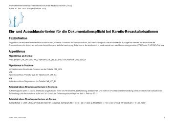 Anwenderinformation 10/2 Karotis-Revaskularisation - GeQiK