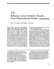 Behavior across Cultures: Results from Observational Studies