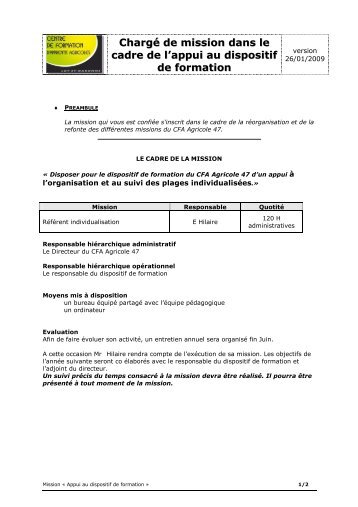 Appui au dispositif de formation INDIVIDUALISATION