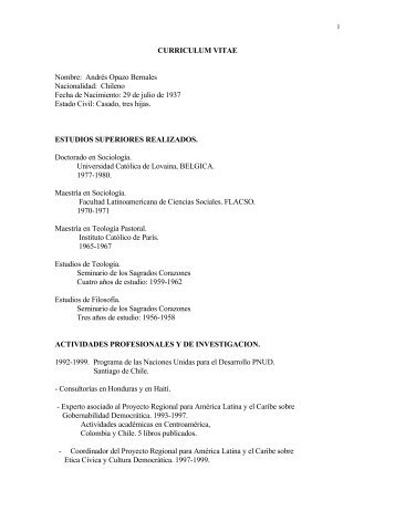 CURRICULUM VITAE Nombre: AndrÃƒÂ©s Opazo Bernales ... - La RED