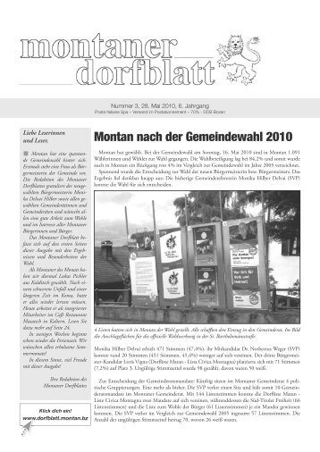 Montan nach der Gemeindewahl 2010 - Montaner Dorfblatt
