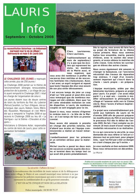 Journal septembre - octobre2008 - Lauris