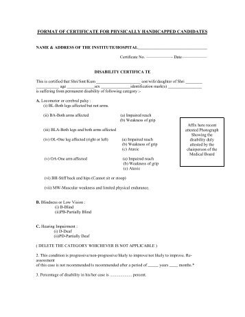 format of certificate for physically handicapped candidates - upscportal