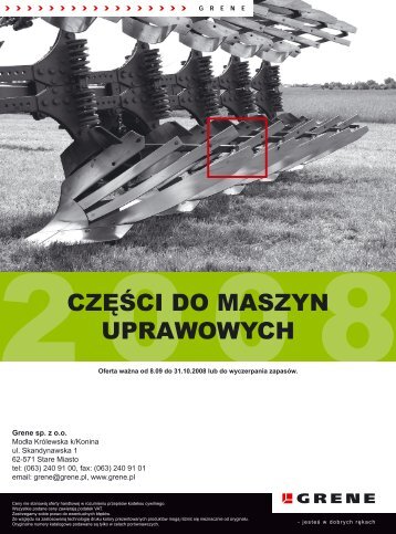 CZÄÅCI DO MASZYN UPRAWOWYCH - Grene