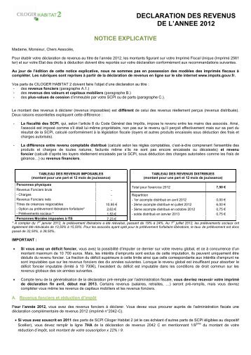 ERRATUM - Notice fiscale 2012 CILOGER HABITAT 2