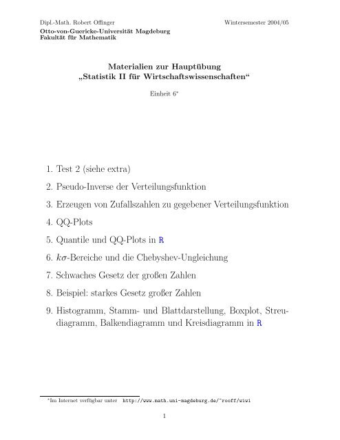 Einheit 6 - Fakultät für Mathematik - Otto-von-Guericke-Universität ...