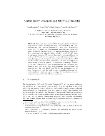 Unfair Noisy Channels and Oblivious Transfer