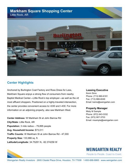 Markham Square Shopping Center - Weingarten Realty Investors