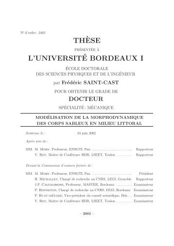 TH`ESE L'UNIVERSITÂ´E BORDEAUX I - Environnements et ...