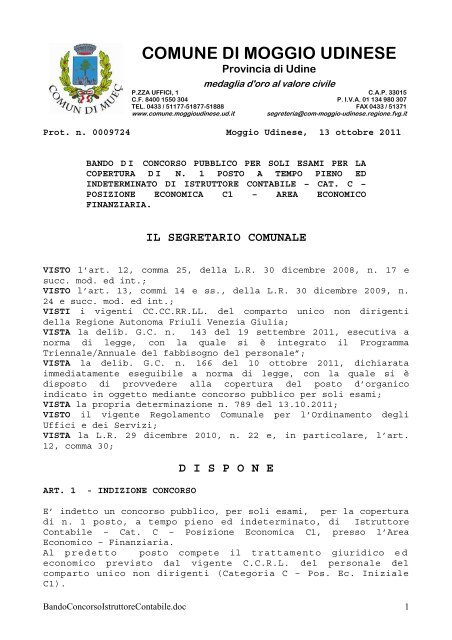 Bando e Modello di domanda - Regione Autonoma Friuli Venezia ...