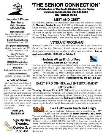 Senior Newsletter - Town of South Windsor