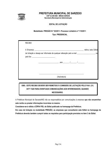 Arquivo para Download PP-52/2011 - Prefeitura Municipal de Sarzedo