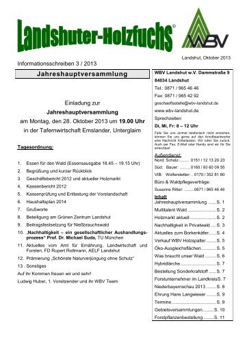 Informationsschreiben 3/2013 - WBV Landshut