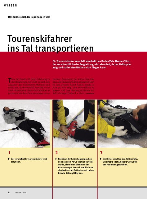 Verletzten Skifahrer ins Tal transportieren