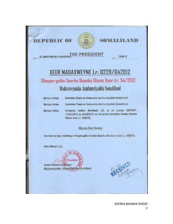Xeerka Baanka Dhexe - Somaliland Law