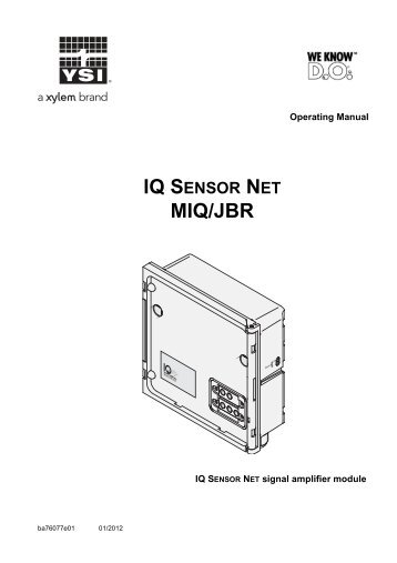 YSI IQ SensorNet MIQ JBR Module User Manual - YSI.com