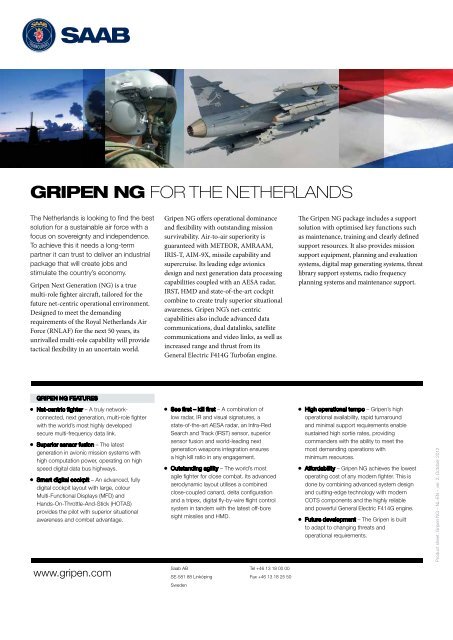 Gripen for The Netherlands - Saab