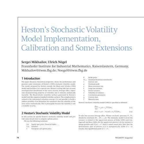 Heston's Stochastic Volatility Model Implementation, Calibration and
