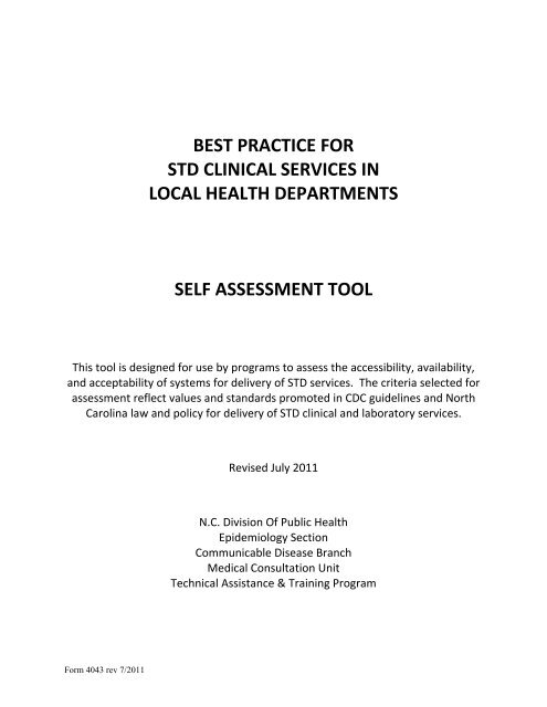 Std Clinical Services A A A Self Assessment Tool Form 4043 Epi Std Clinical Services A A A Self Assessment Tool Form 4043 Epi