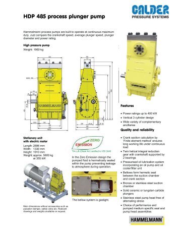 HDP 485 process plunger pump - Calder Ltd