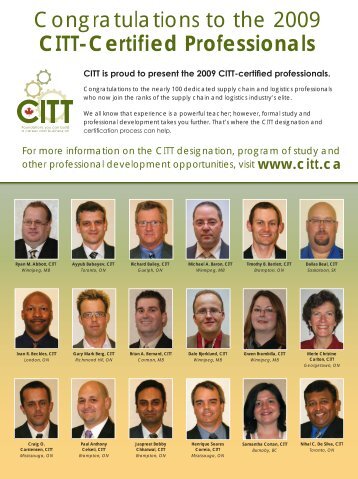 Congratulations to the 2009 CITT-Certified Professionals