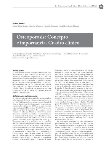 Osteoporosis: Concepto e importancia. Cuadro clÃ­nico - Revista de ...