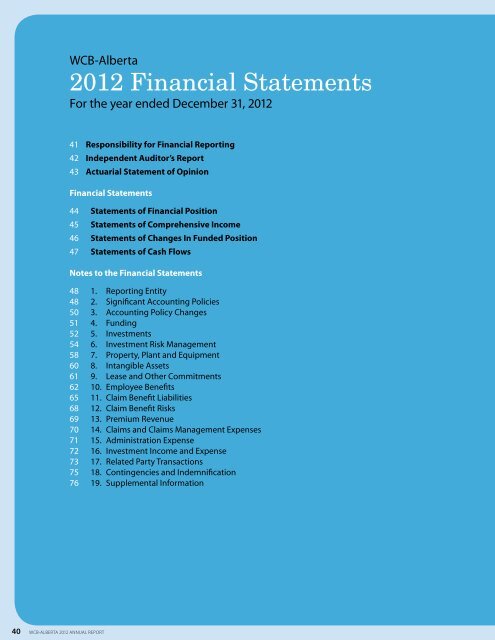2012 Financial Statements - Workers' Compensation Board