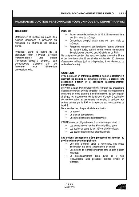 programme d'action personnalise pour un nouveau depart - C2RP