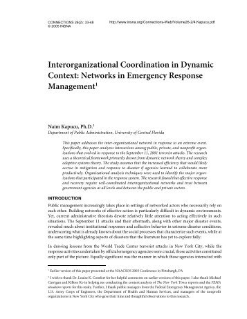 Interorganizational Coordination in Dynamic Context ... - INSNA