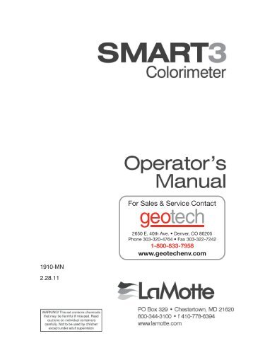 LaMotte SMART3 Colorimeter Operator's Manual - Geotech ...