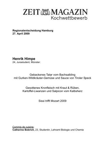 Regionalentscheidung Hamburg 27. April 2009 Henrik ... - Die Zeit