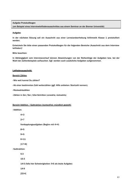 Entwicklung, Diagnose und Frühförderung mathematischer ...